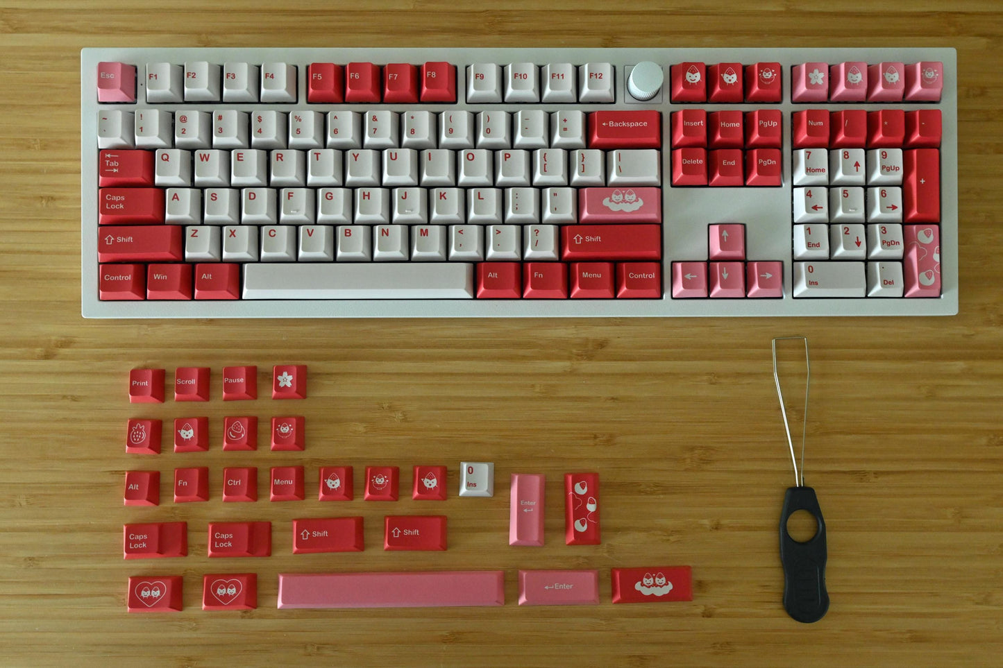 Cute Strawberry Red Bean Mochi Dessert Keycap Set