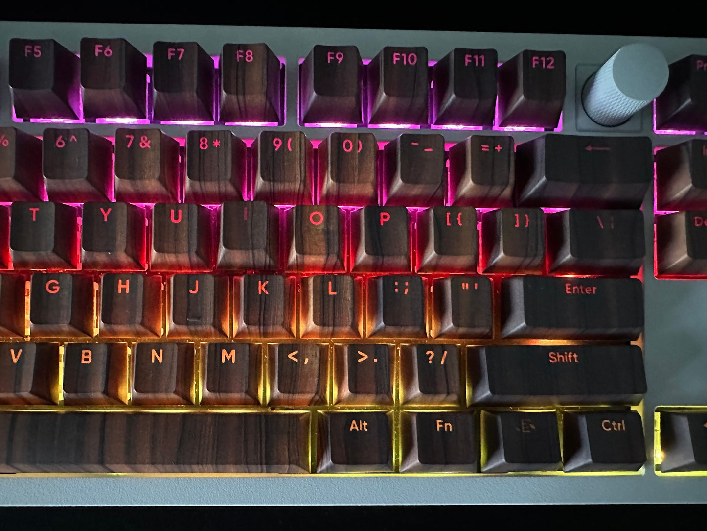 Backlit Walnut Wood Imitation Keycap Set