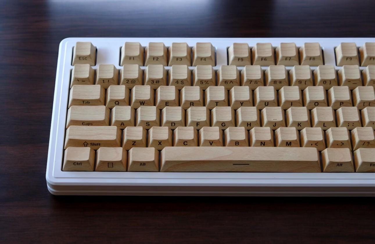 Backlit Birch Wood Imitation Keycap Set