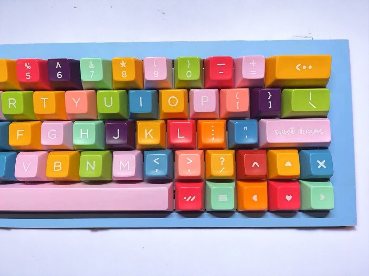 Cute Rainbow Color Keycap Set