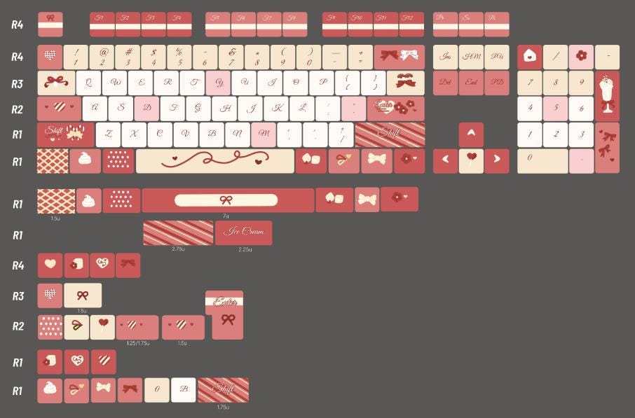 Valentines Love Heart Theme Keycap Set