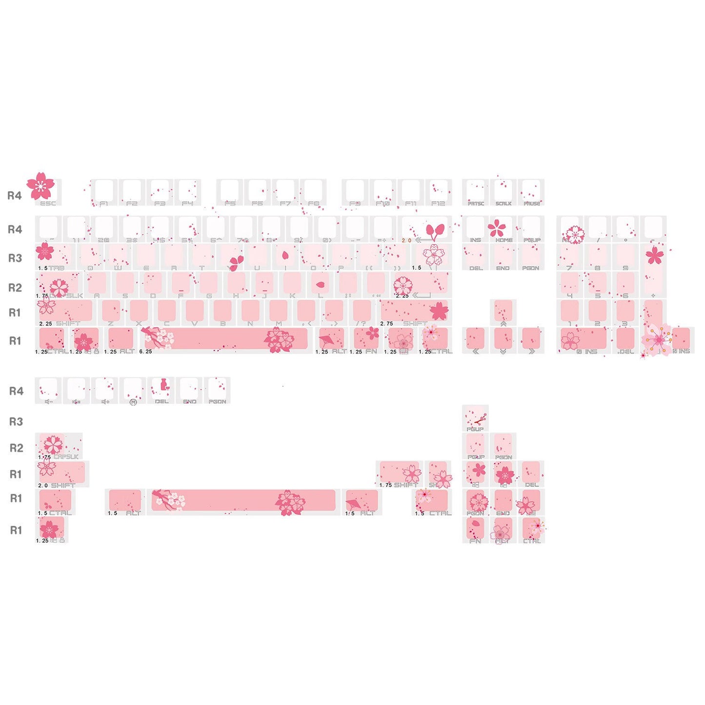 Backlit Soft Pink Cherry Blossom Keycap Set