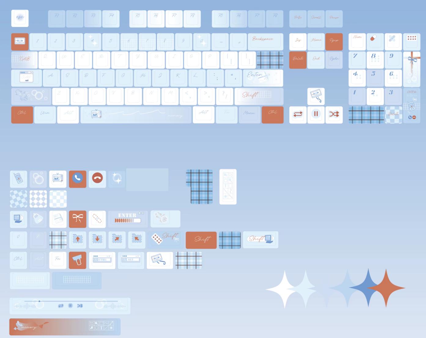 Cute Love Journal Theme Keycap Set