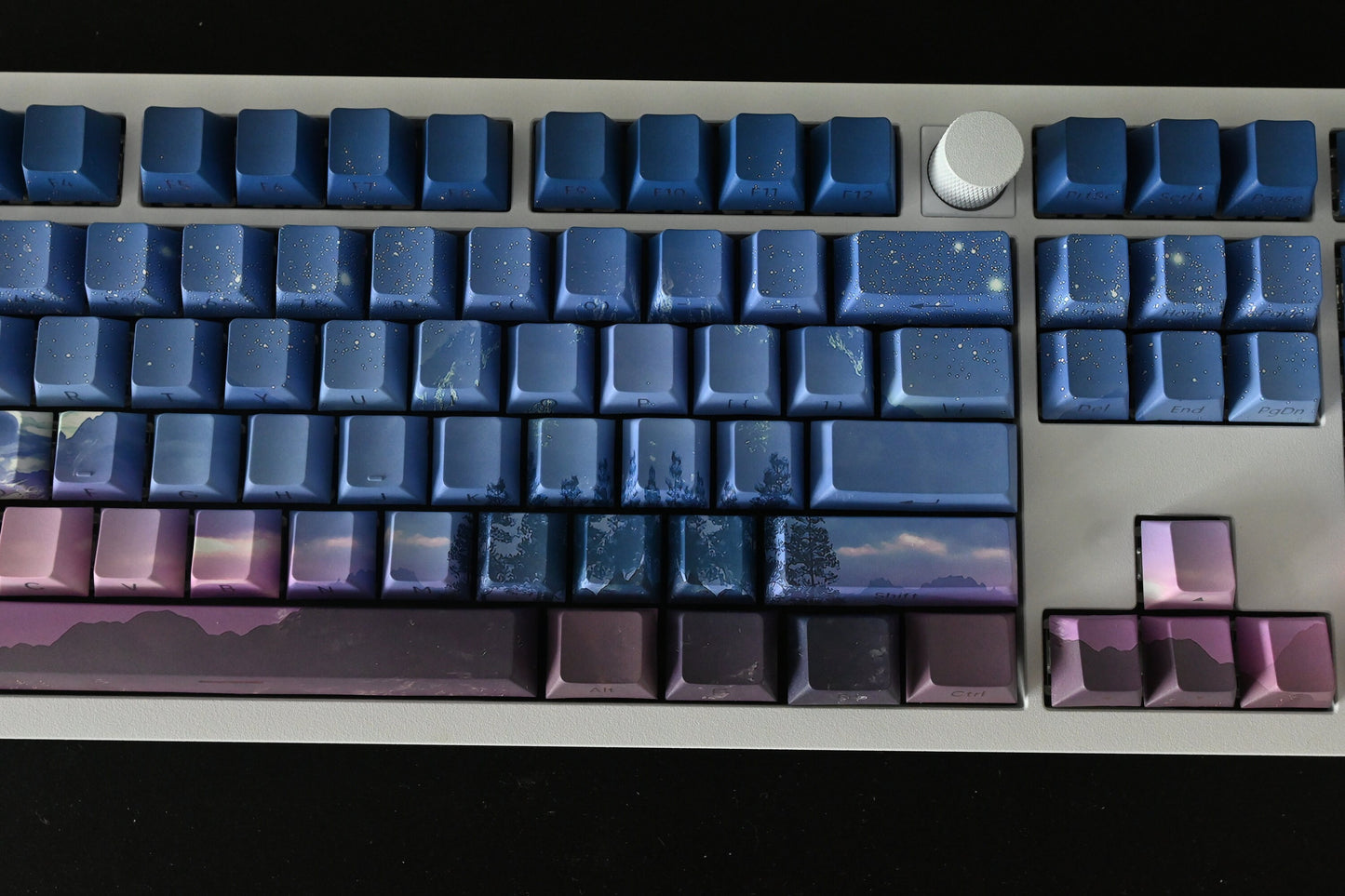 Purple Starry Winter Night Backlit Side Print Keycap Set