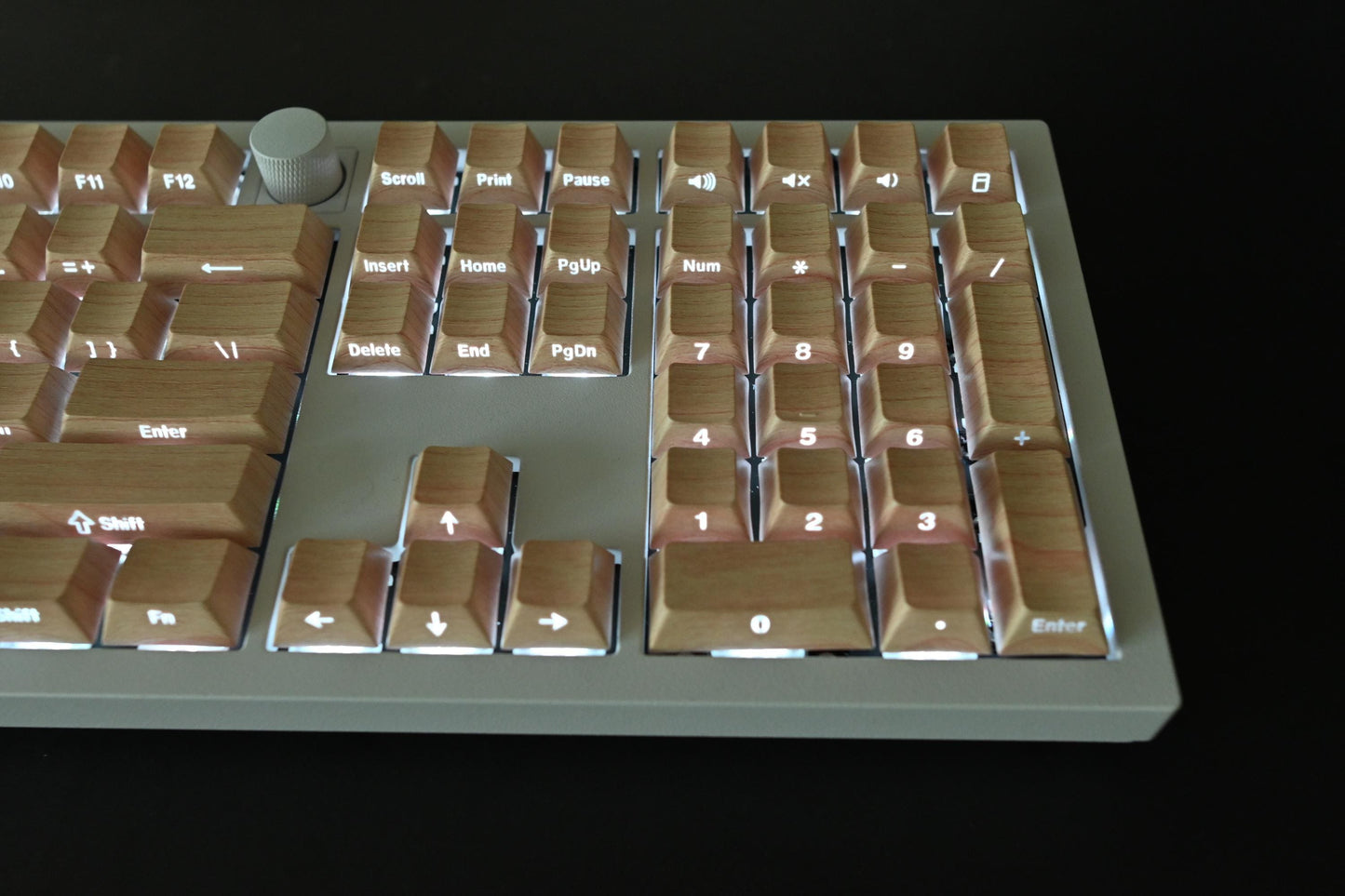 Backlit Birch Wood Imitation Keycap Set