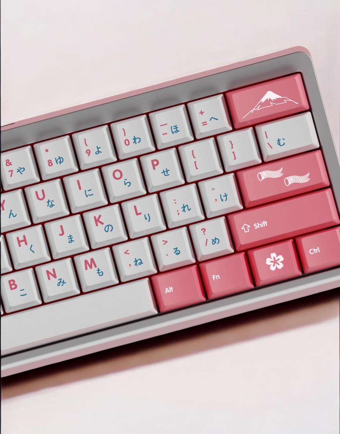 Bright Pink Sakura Cherry Blossom Japanese Keycap Set