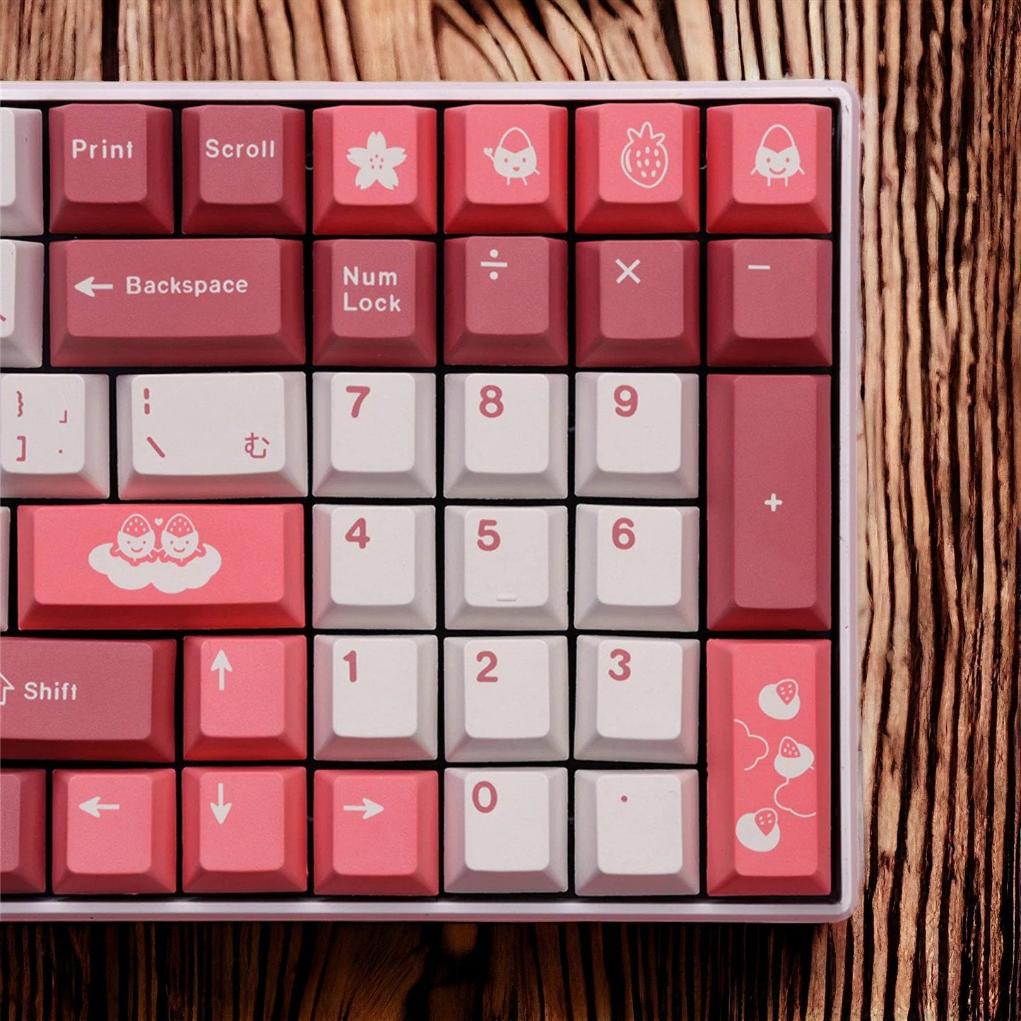 Cute Strawberry Red Bean Mochi Dessert Keycap Set