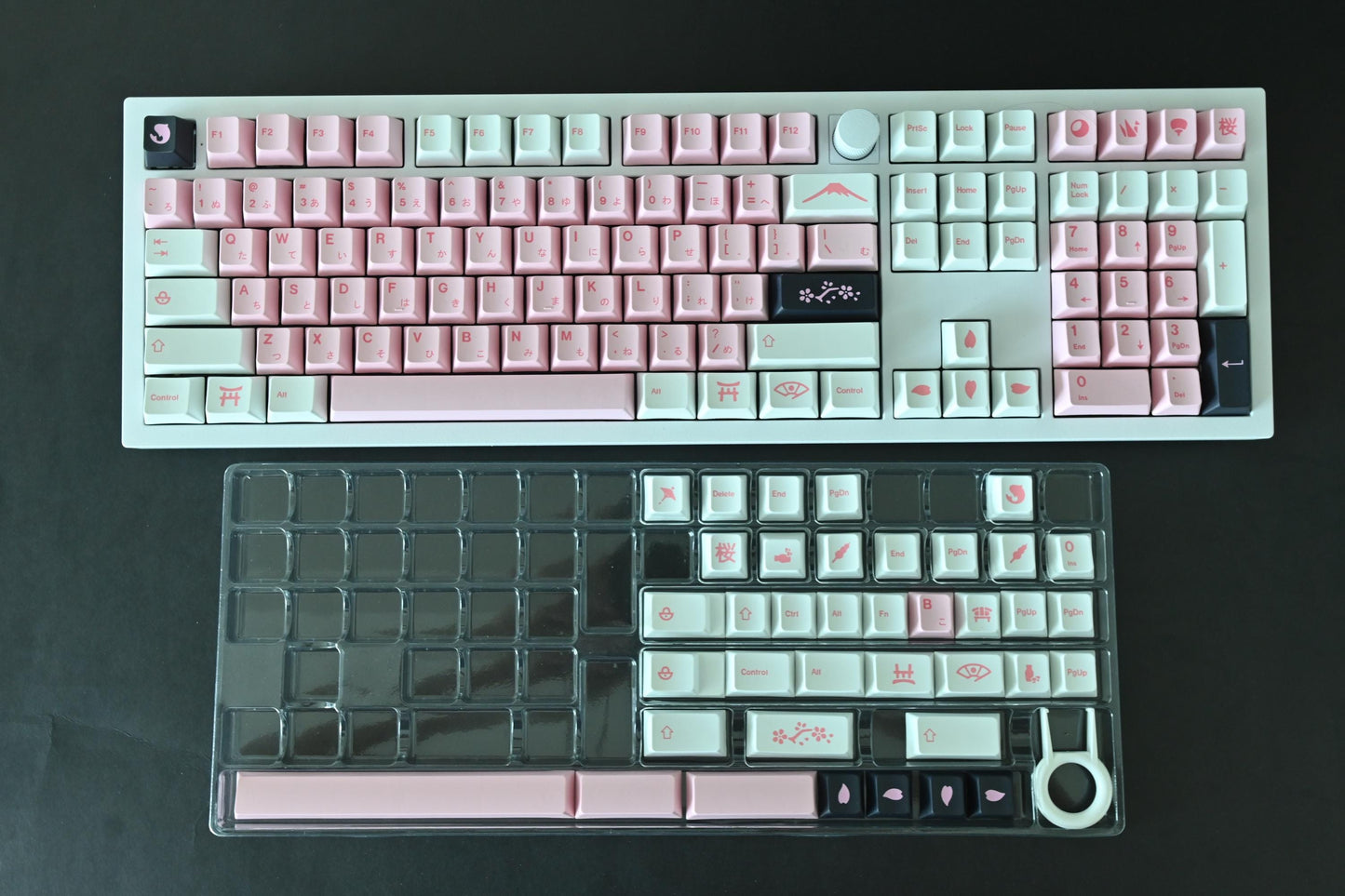 White Pink Sakura Cherry Blossom Japanese Keycap Set