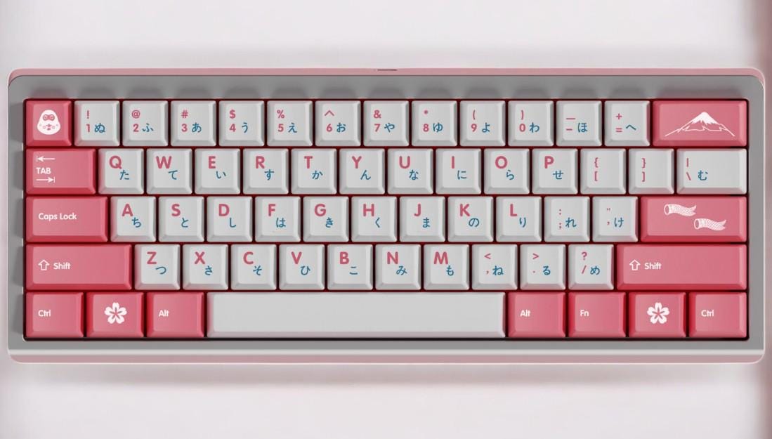 Bright Pink Sakura Cherry Blossom Japanese Keycap Set