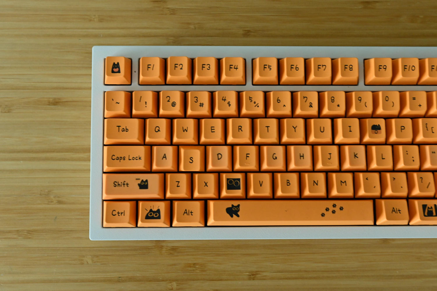 Cute Orange Black Cat Gaming Keycap Set