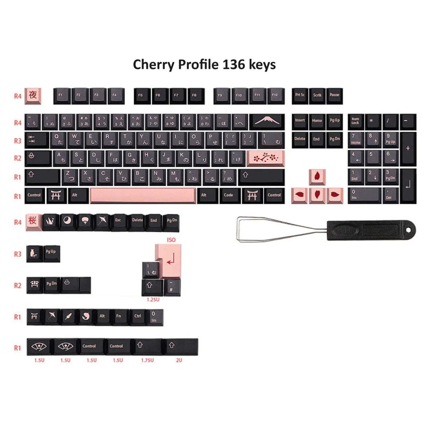 Night Sakura Japanese Theme Keycap Set