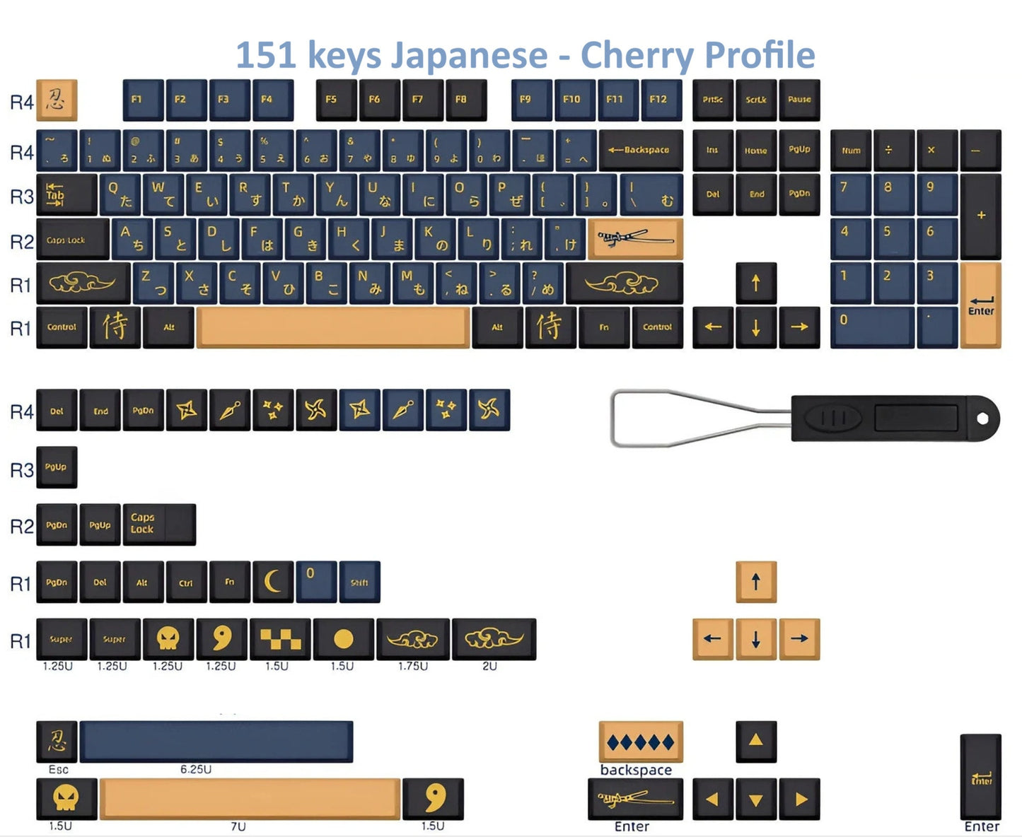 Blue Ninja Japanese Keycap Set