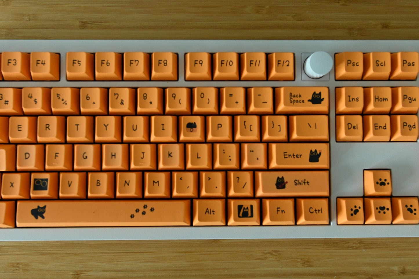 Cute Orange Black Cat Gaming Keycap Set