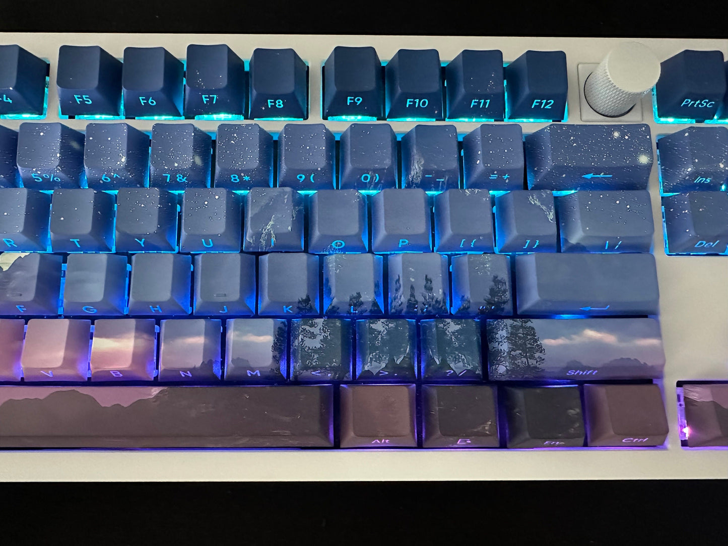 Purple Starry Winter Night Backlit Side Print Keycap Set