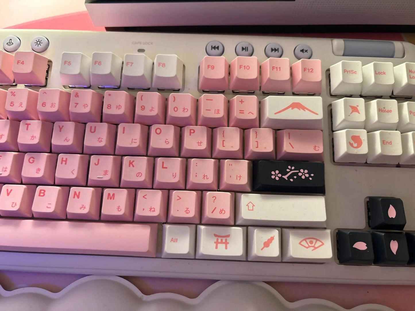 White Pink Sakura Cherry Blossom Japanese Keycap Set