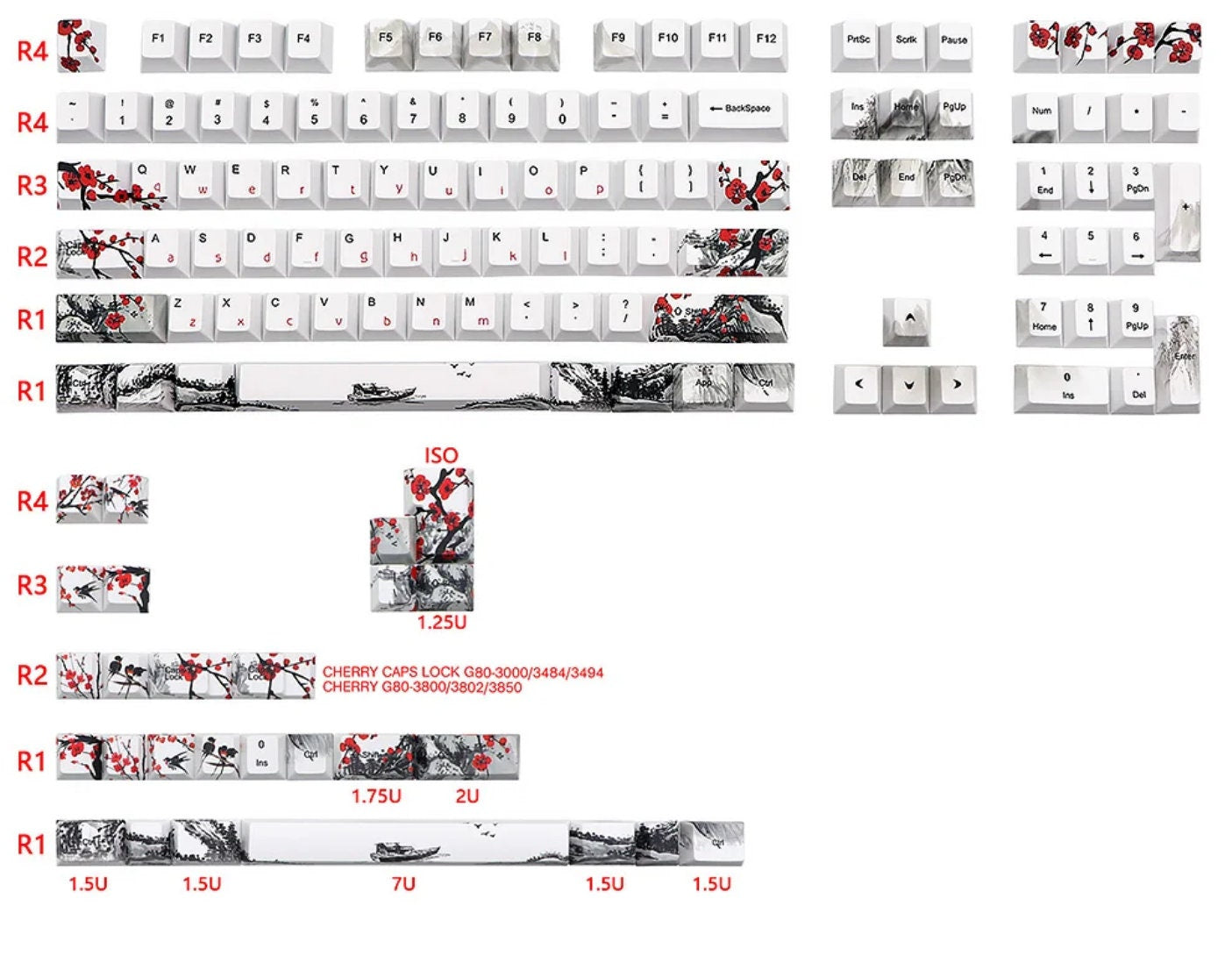 Sakura Cherry Blossom Japanese Keycap Set