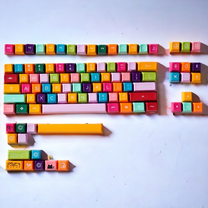 Cute Rainbow Color Keycap Set