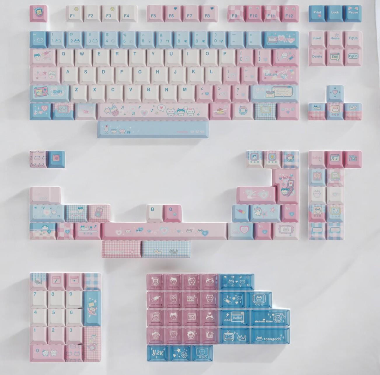 Retro Cyberpunk Cat Keycap Set