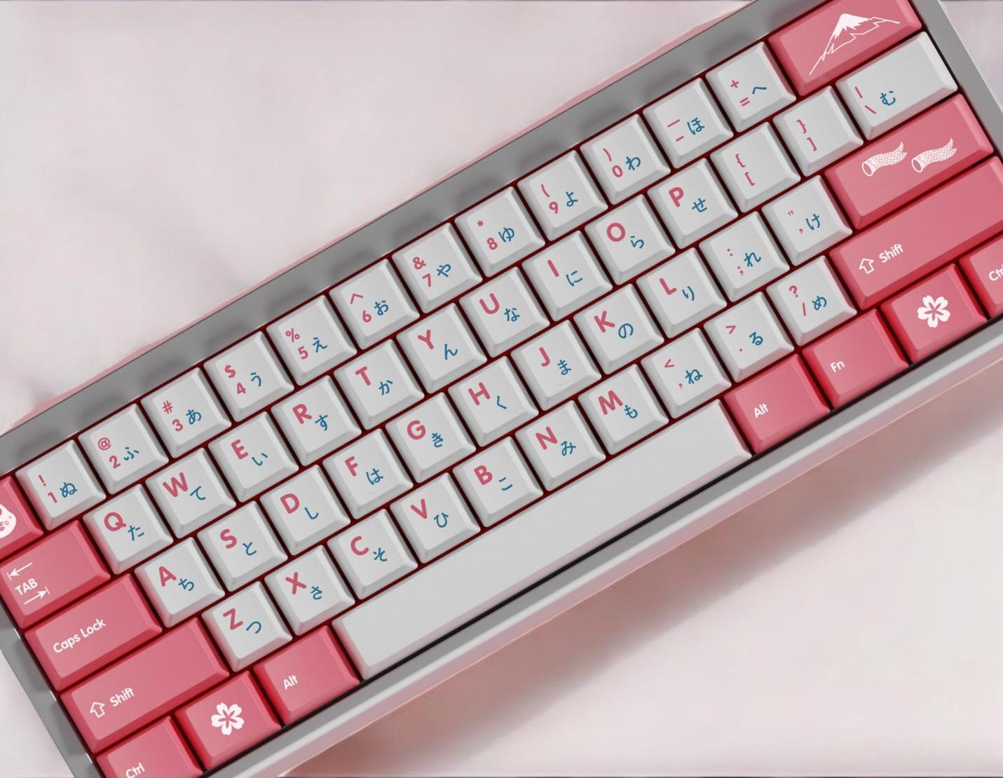Bright Pink Sakura Cherry Blossom Japanese Keycap Set