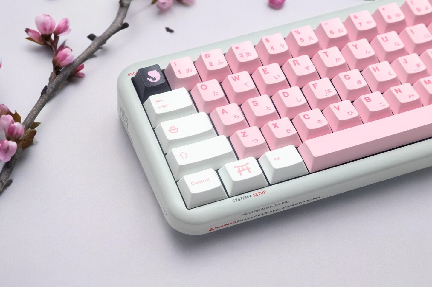 White Pink Sakura Cherry Blossom Japanese Keycap Set