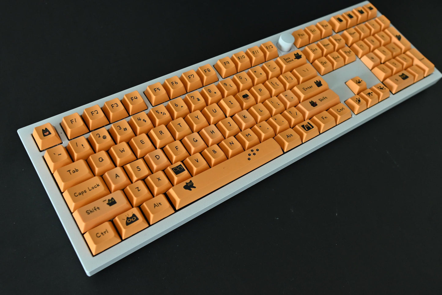 Cute Orange Black Cat Gaming Keycap Set