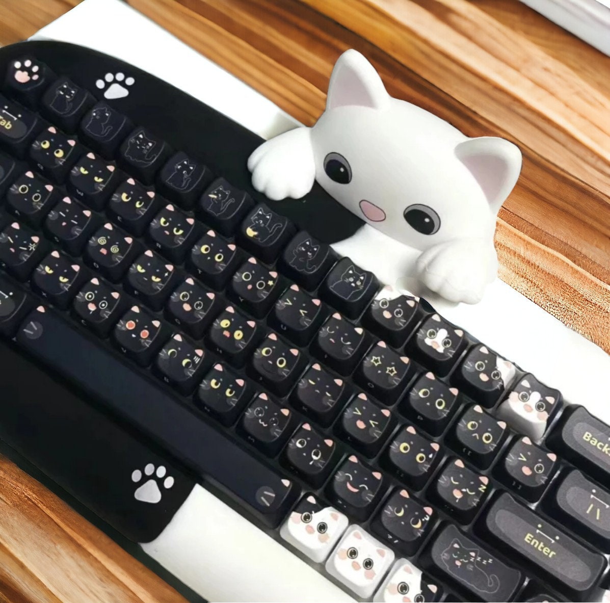 Cute Milk Black Cat Gaming Keycap Set