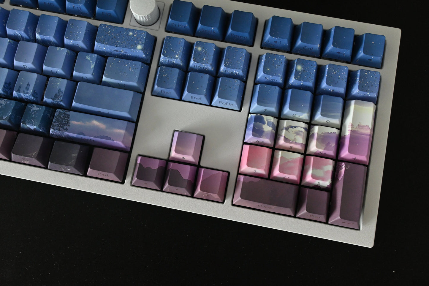 Purple Starry Winter Night Backlit Side Print Keycap Set