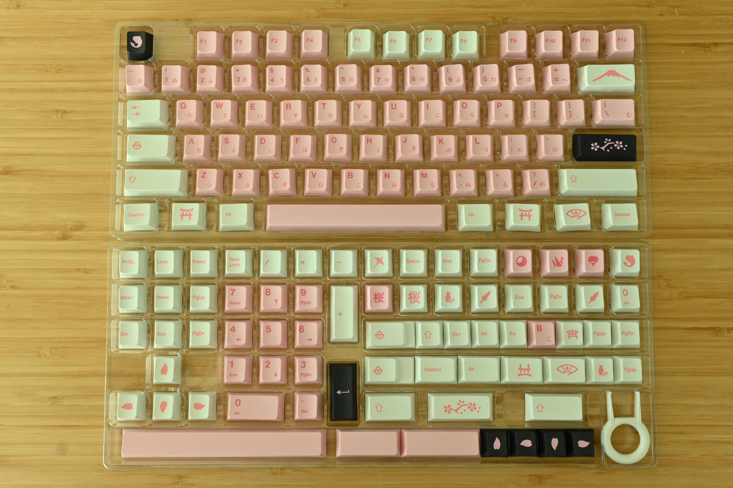 White Pink Sakura Cherry Blossom Japanese Keycap Set