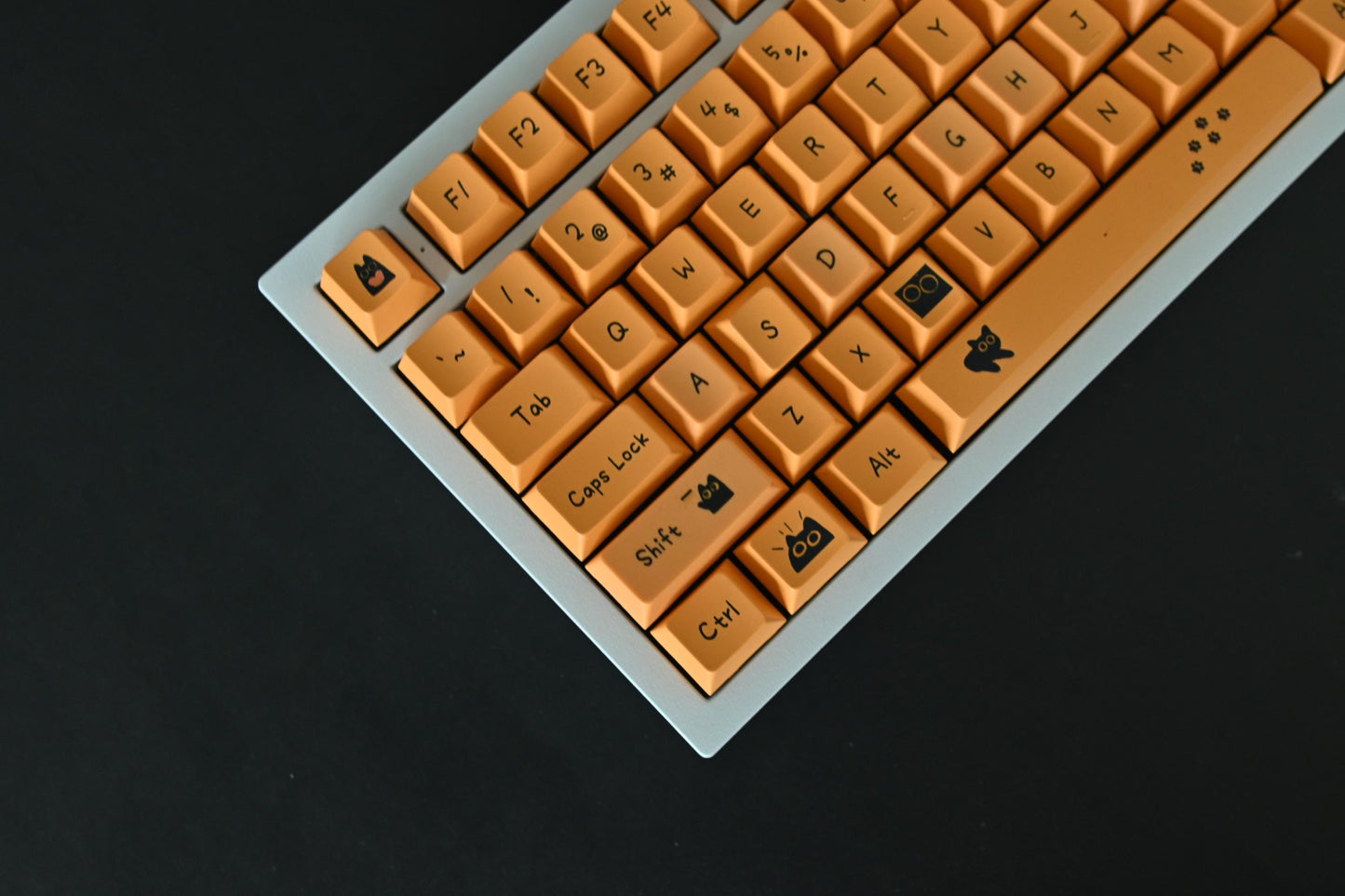 Cute Orange Black Cat Gaming Keycap Set