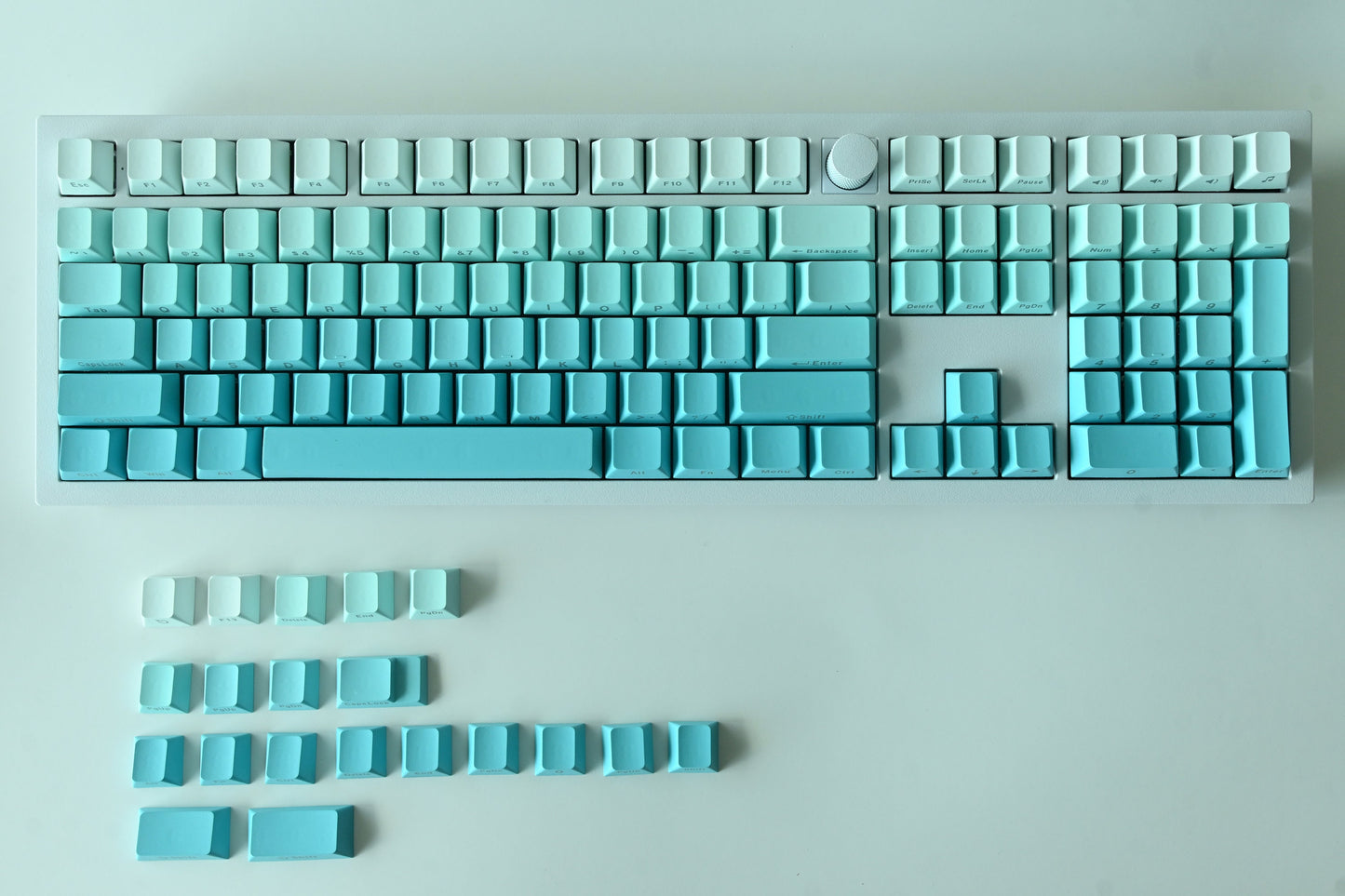 Turquoise Blue Gradient Side Print Keycap Set