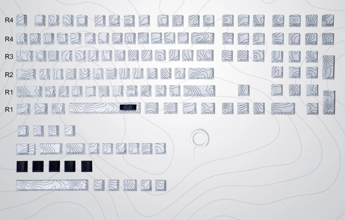 Backlit White Contour Waves Lines Keycap Set