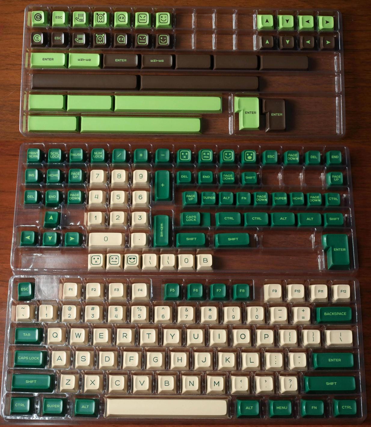 Deep Green Forest Wood Theme Keycap Set