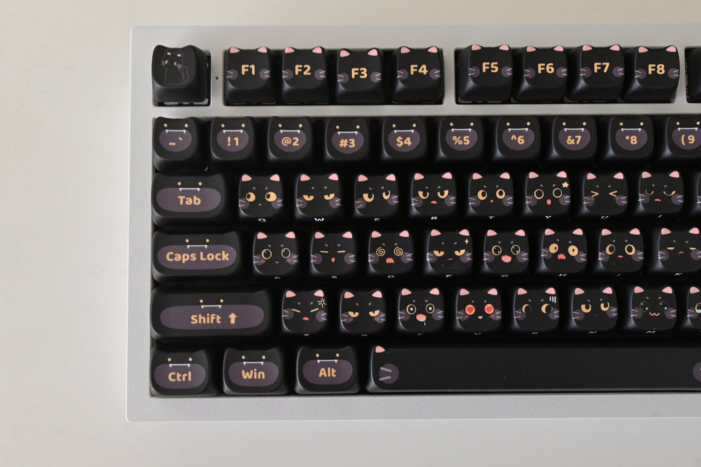 Cute Milk Black Cat Gaming Keycap Set