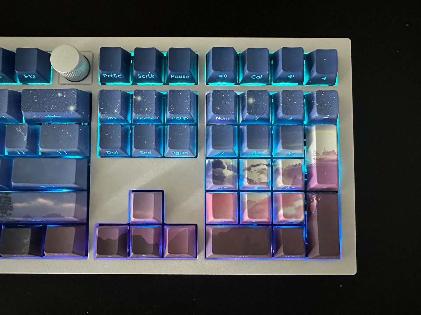 Purple Starry Winter Night Backlit Side Print Keycap Set