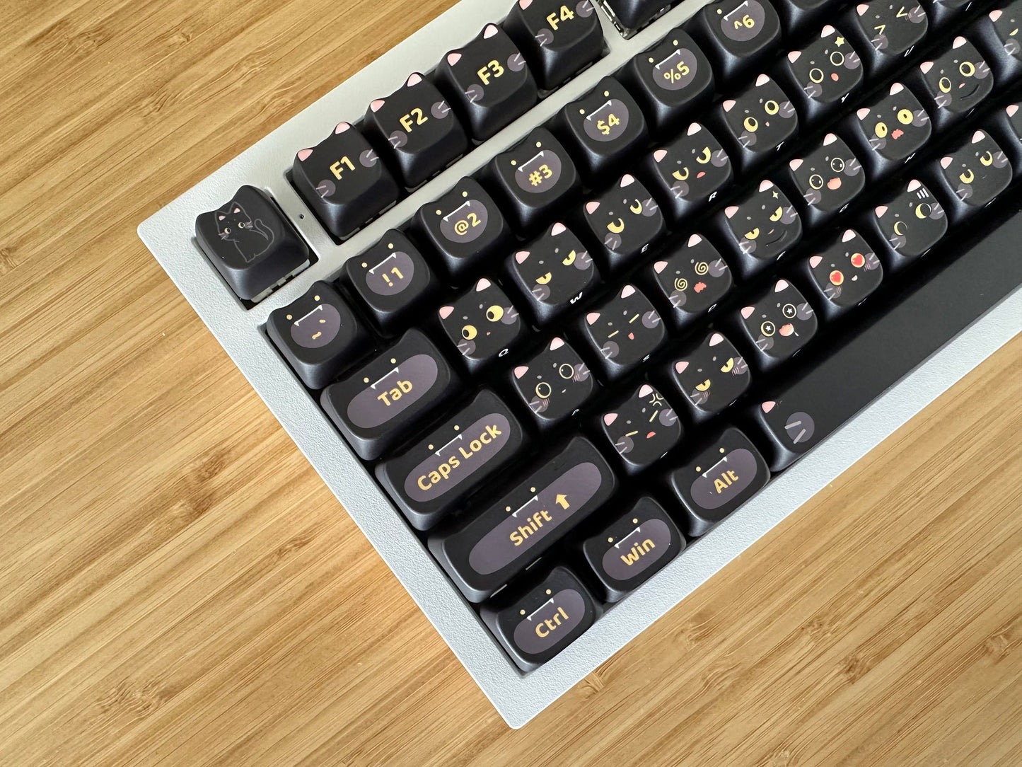 Cute Milk Black Cat Gaming Keycap Set