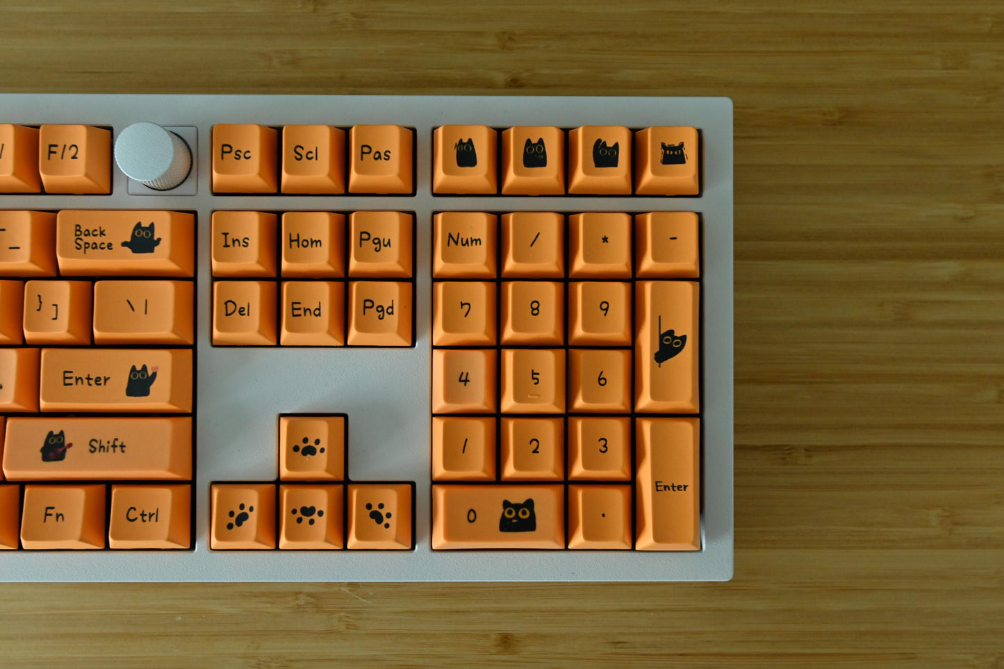Cute Orange Black Cat Gaming Keycap Set