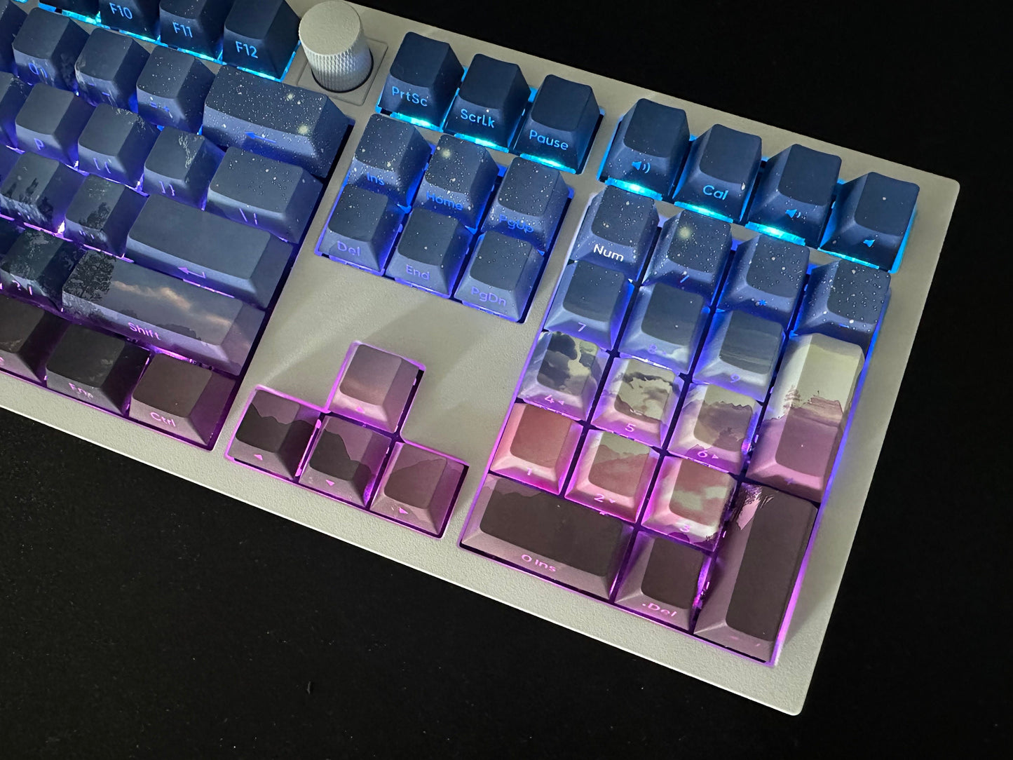 Purple Starry Winter Night Backlit Side Print Keycap Set