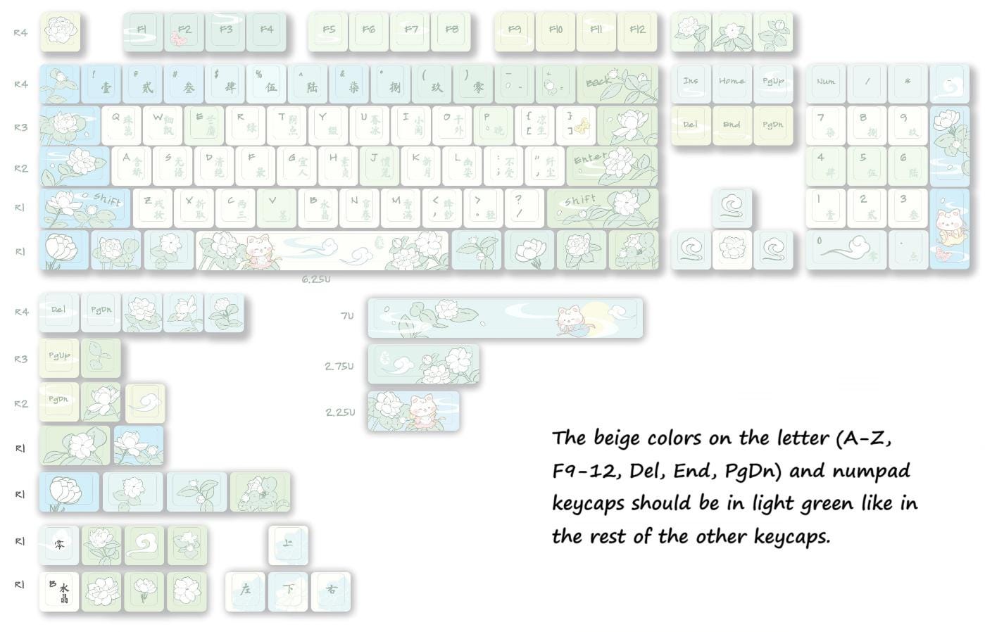 Chinese Jasmine Green Tea Theme Keycap Set