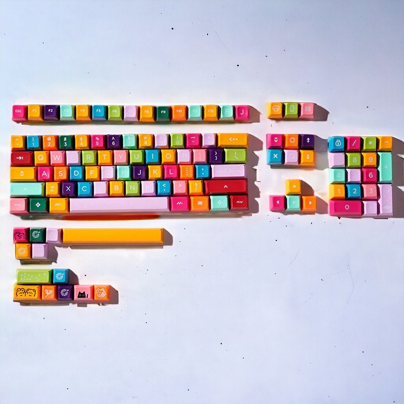 Cute Rainbow Color Keycap Set