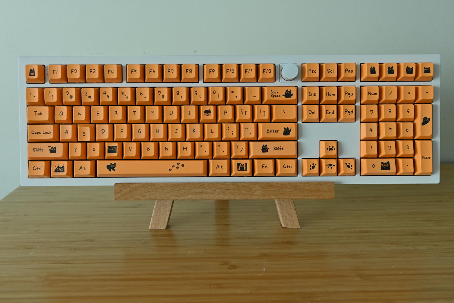 Cute Orange Black Cat Gaming Keycap Set
