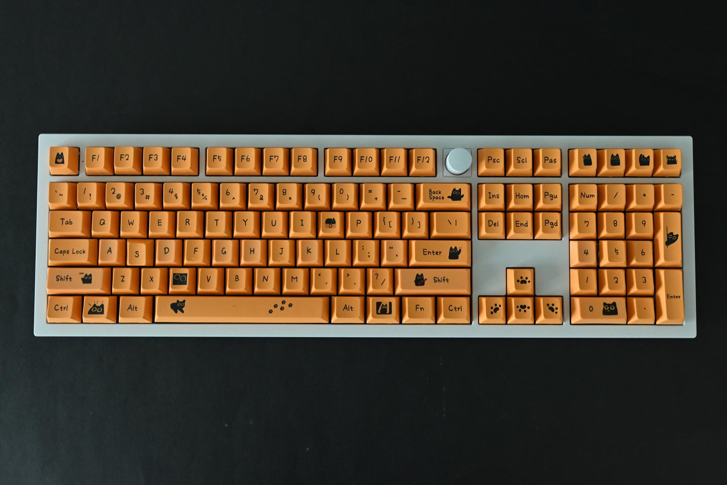 Cute Orange Black Cat Gaming Keycap Set