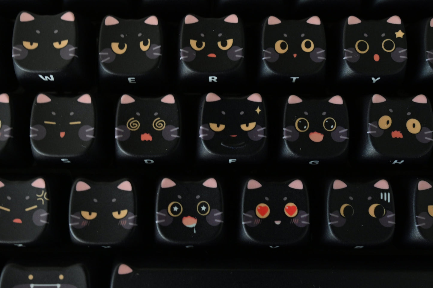 Cute Milk Black Cat Gaming Keycap Set