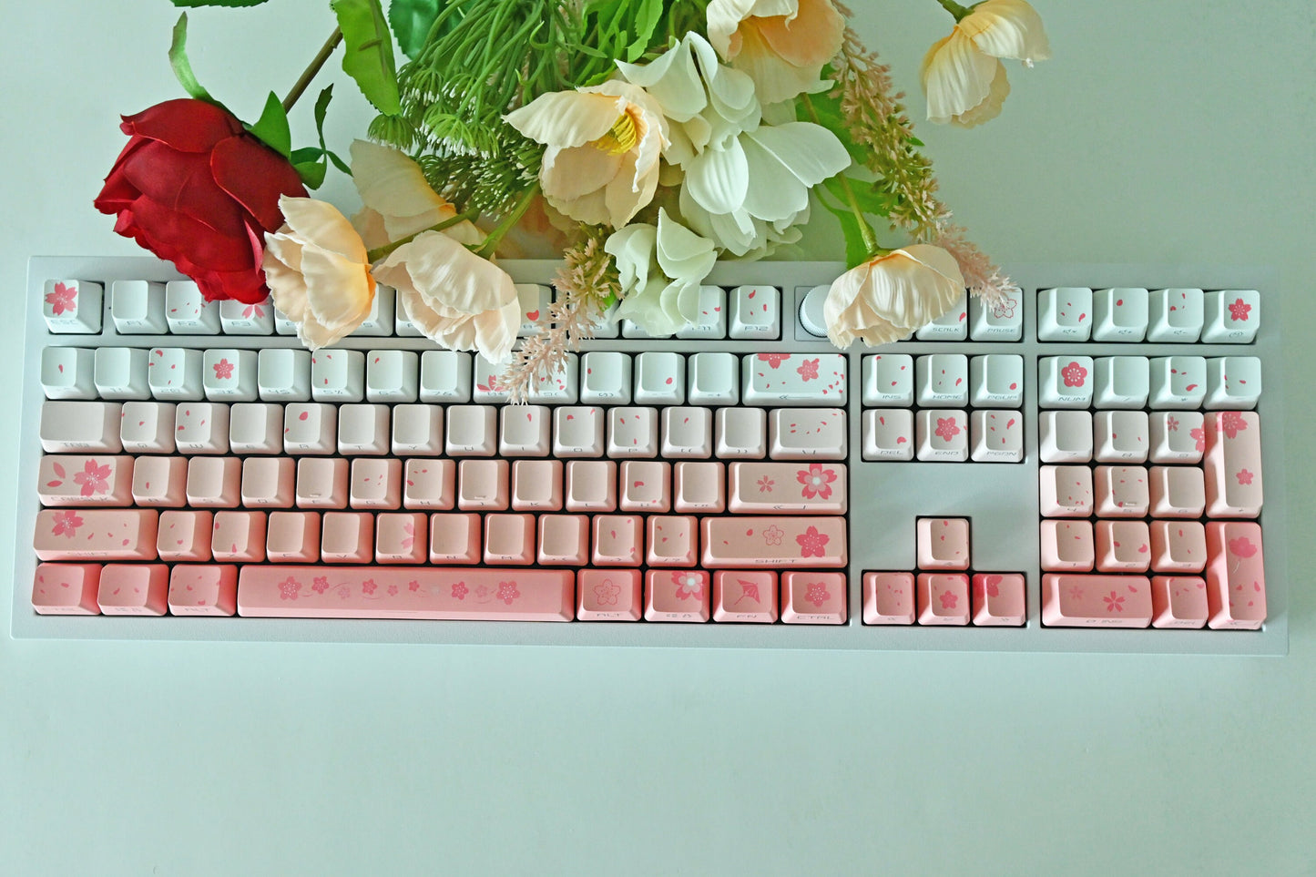 Backlit Soft Pink Cherry Blossom Keycap Set