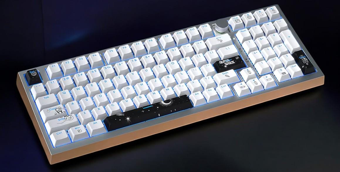 Backlit Black and White Astronaut keycap Set