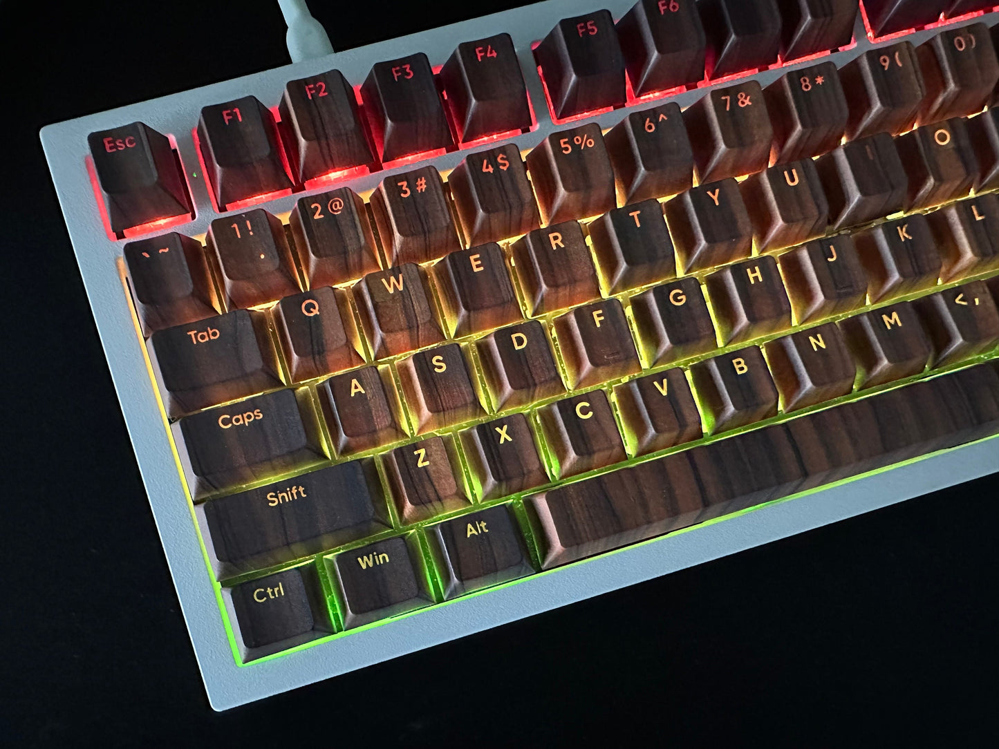 Backlit Walnut Wood Imitation Keycap Set