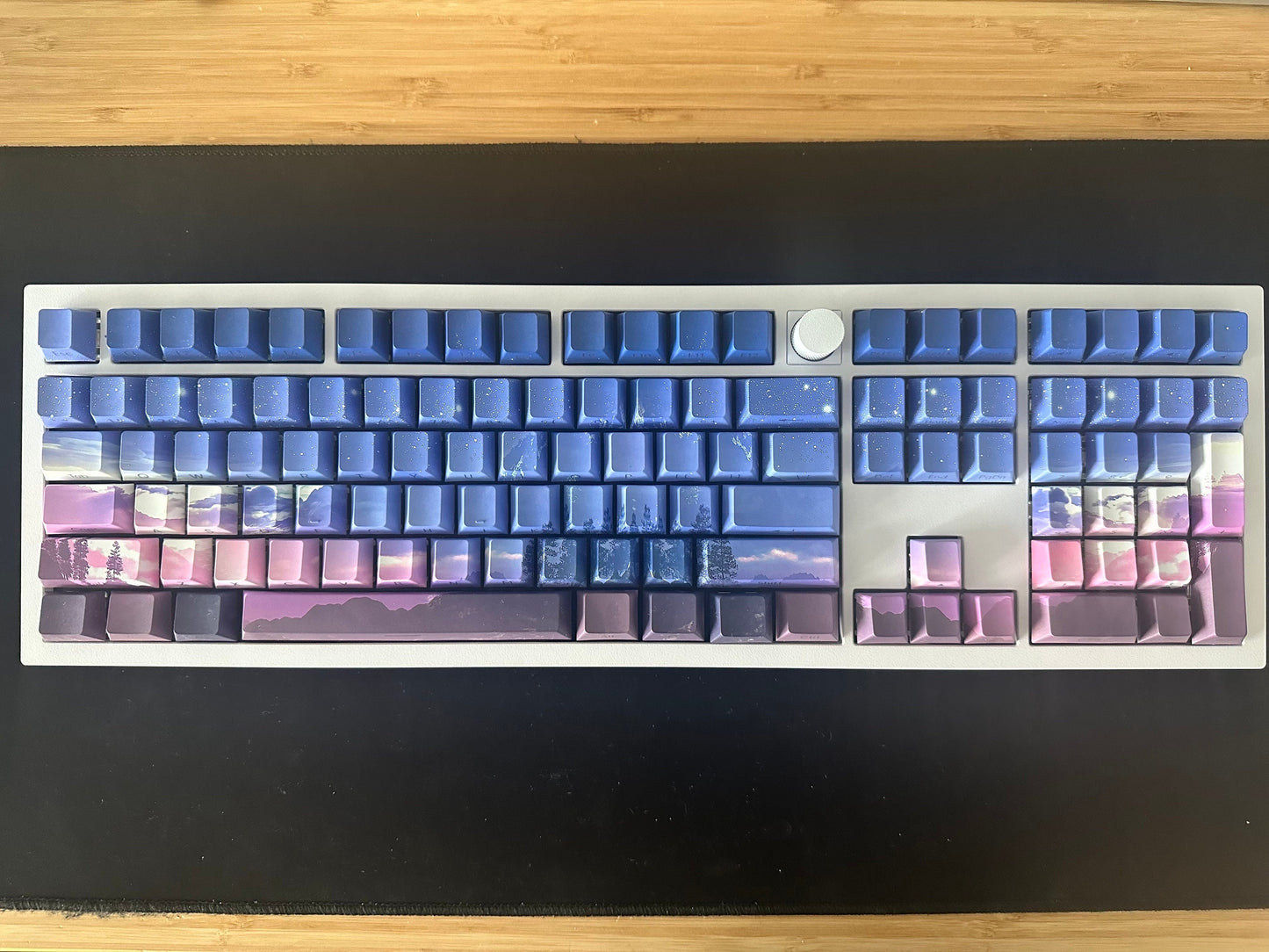 Purple Starry Winter Night Backlit Side Print Keycap Set