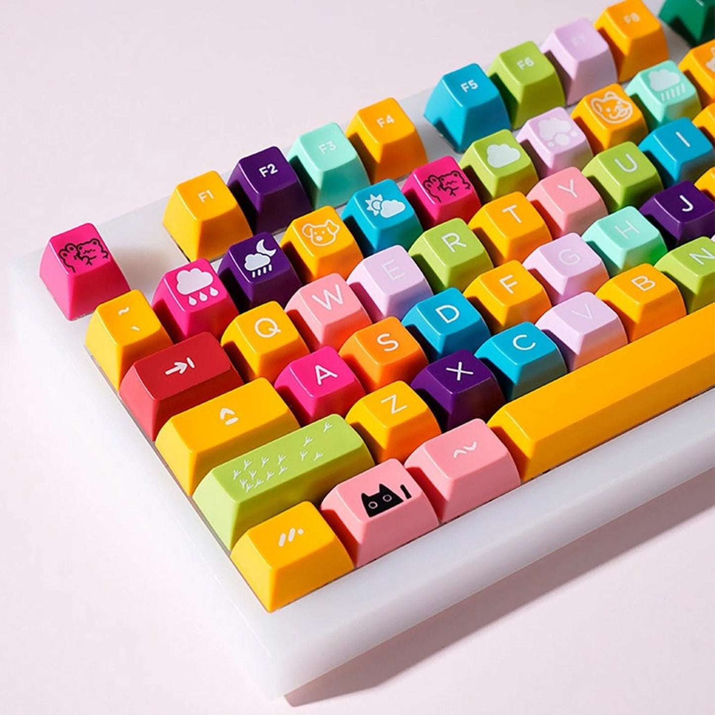 Cute Rainbow Color Keycap Set