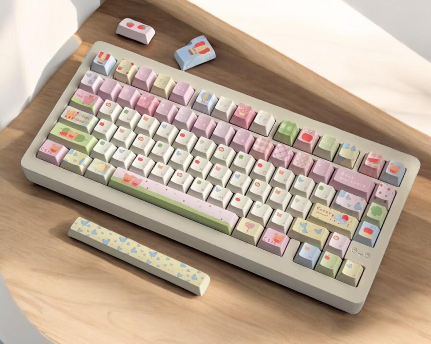 Cute Bear Spring Picnic Theme Keycap Set
