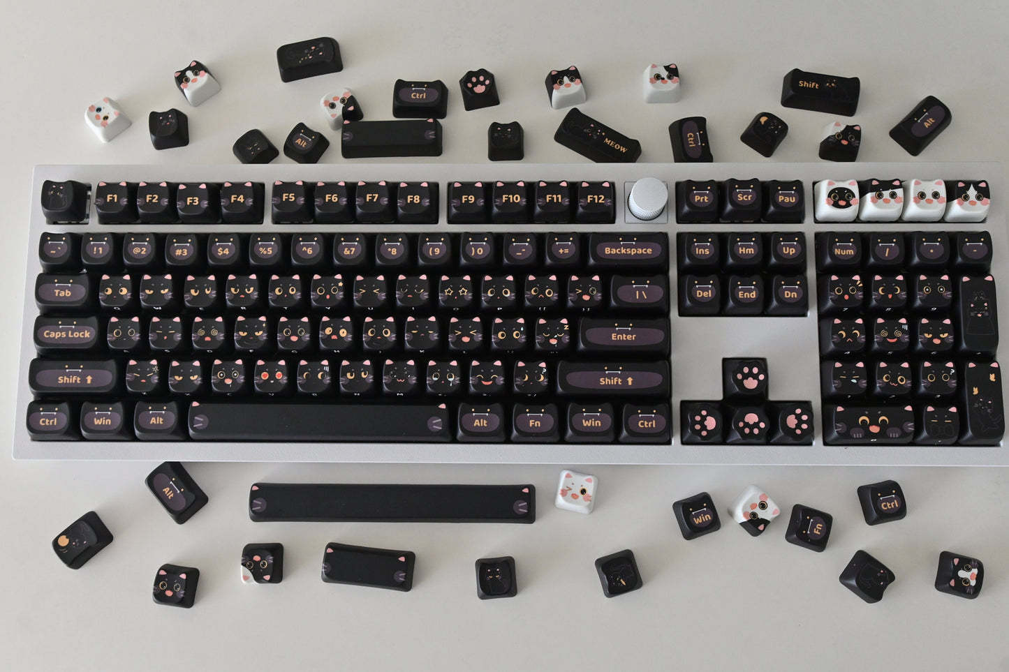 Cute Milk Black Cat Gaming Keycap Set