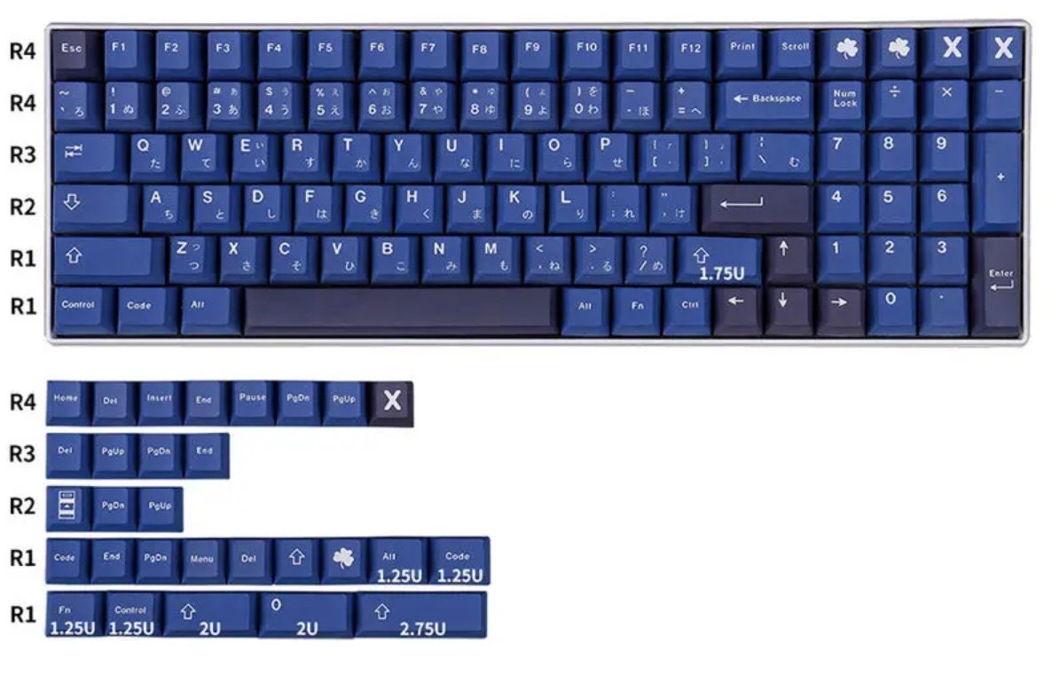 Cobalt Dark Blue Japanese Keycap Set